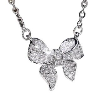 Dazzling Silver Bow Necklace